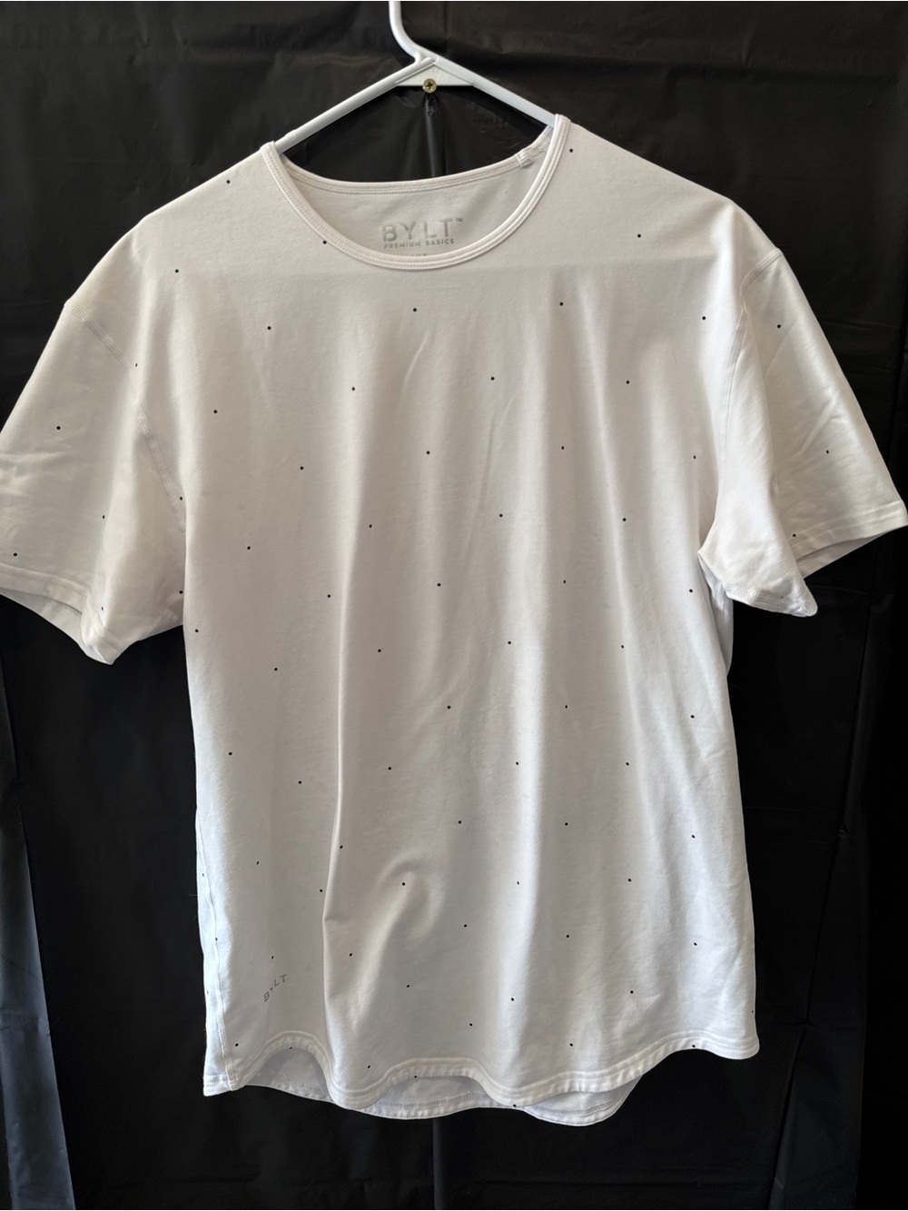 BYLT Basics White Short Sleeve Tee with Micro Dot Motif